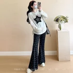 Mùa Xuân Phong Cách Mới Phiên Bản Hàn Quốc Thời Trang Mỏng Hơn Nhìn Xếp Ly Ngôi Sao Rời Áo Thun Giảm Tuổi Bộ Đồ Bà Bầu Hai Mảnh Mặc 92GG — ảnh 6