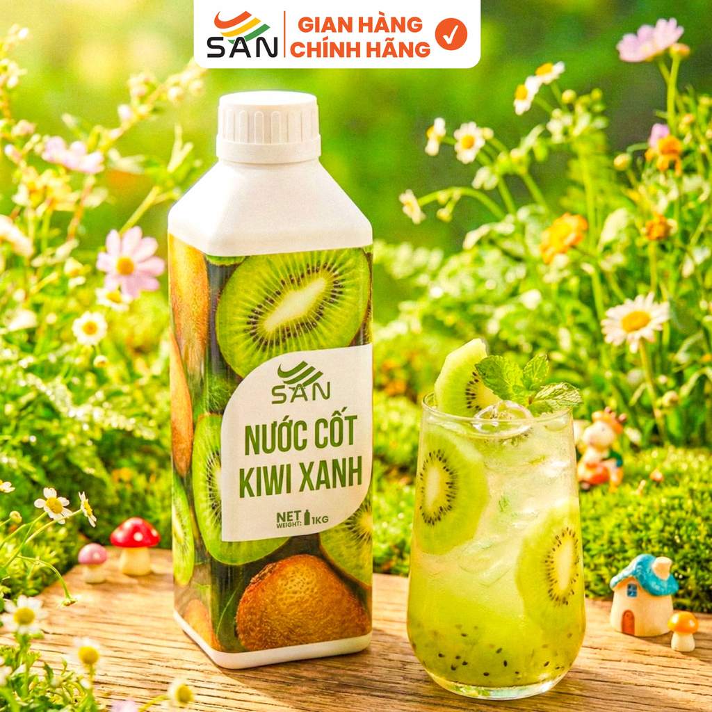 Nước cốt KIWI XANH Chai 1Kg, có mẫu thử 100ml, tặng công thức pha chế, hương thơm, trái cây tự nhiên