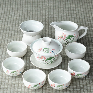 Bộ Trà Kung Fu Cao Cấp Hộ Gia Đình Gốm Bông Tuyết Glaze Bên Tay Cầm Văn Phòng Ánh Sáng Sang Trọng Làm Trà Trung Quốc RSDO