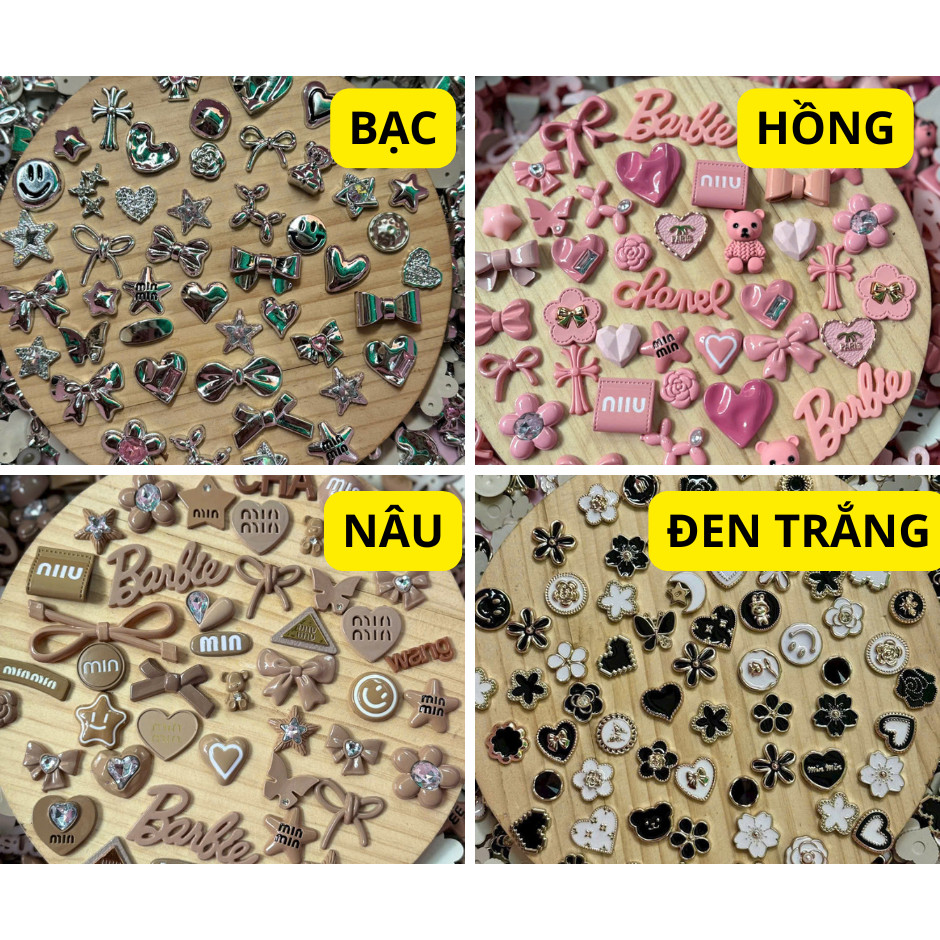 Set 12 Sticker/ Charm gắn dép giả kim siêu hot hit 2025