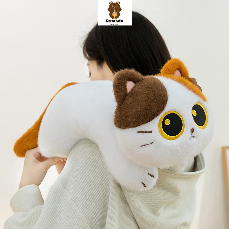 Rytanda Mô Phỏng Mèo Đen Sang Trọng Đồ Chơi Ba Hoa Mèo Ngôi Sao Luo Flat Cat Plushie Búp Bê Động Vật Mềm Mại Làm Dịu Gối Ngủ Trẻ Em Giáng Sinh Năm Mới Sinh Nhật Quà Tặng Trẻ Em