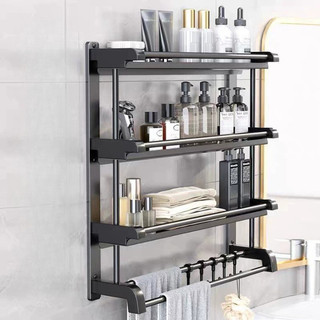 Kệ Treo Tường Nhà Tắm 2-3 Tầng Cao Cấp Có Gắn Keo Không Khoan, Chống Nước Chống Gỉ