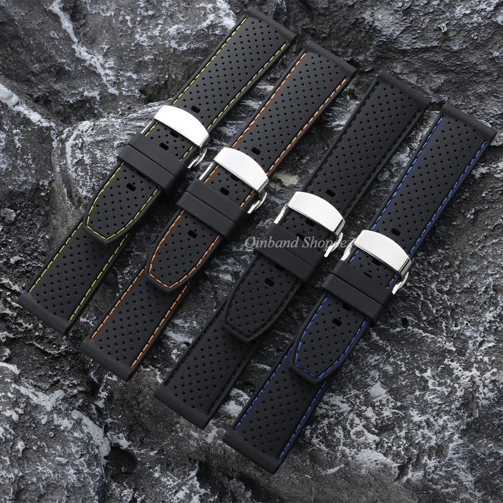 Khóa Bướm Cao Su Silicon Dây Đeo Đồng Hồ 20 Mm 22 Mm Dây Đeo Đồng Hồ Cho SEIKO Diver Lặn Cho Thể Thao Đồng Hồ Thông Minh Nam Nữ Chống Thấm Nước Đồng Hồ Vòng Tay Thay Thế