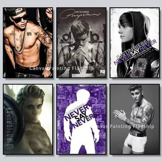 Justin Bieber Pop Singer HD Canvas Nghệ Thuật Treo Tường Nhà Phòng Ngủ Trang Trí Phòng Khách Người Hâm Mộ Quà Tặng
