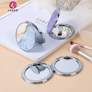 Springevenstar Sọc Họa Tiết Vintage Tay Nữ Minipact Gương Trang Điểm Di Động Xanh / Tím / Xanh Túi Gương Springevenstar