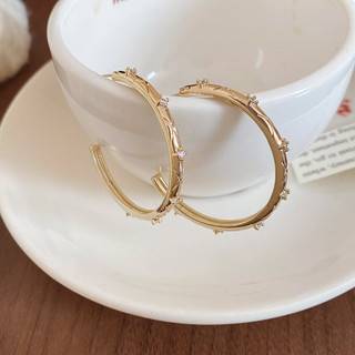 Bông Tái Bạc 925 Hình Chữ C Phong Cách Hàn Quốc Với Zircon, Đơn Giản Và Cao Cấp