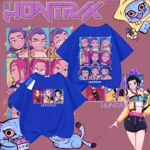 trời hè Áo Kemeja Demon Hunter, cotton, thoải mái, cổ tròn, tay ngắn