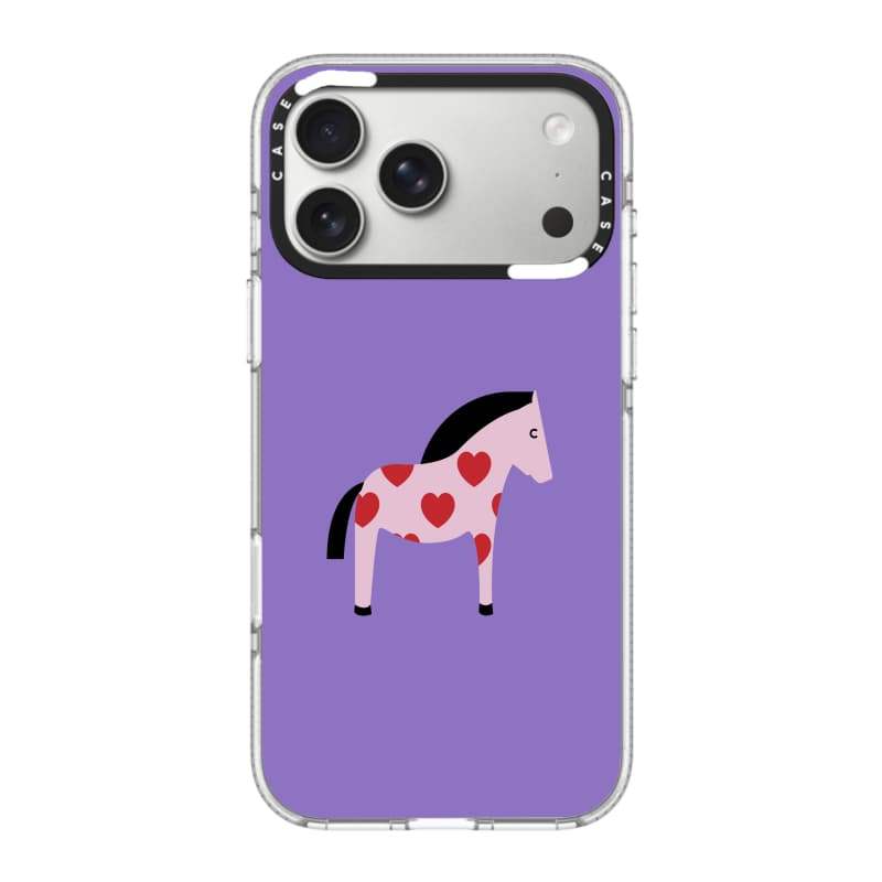CASECASE X Nền Tím Đỏ Trái Tim Ngựa Ốp Lưng Điện Thoại HỒNG CAMERA RING PHIÊN BẢN Tác Động Trong Suốt Hút Từ Tính Cho IPhone 17 / 16 / 15 / 14 / 13 Pro Max Air Với Bao Bì Cao Cấp