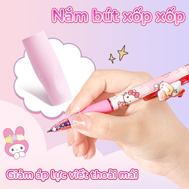 Bút Mực Xoá Được Hộp Đựng Cao Cấp, Bút Bi Học Sinh Ngòi 0.5mm Viết Đẹp, Mực Xanh, Kiểu Dáng Cute Đáng Yêu​