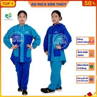 ( CHE CẶP ) Áo mưa bộ trẻ em Sơn Thủy có Lưng che cặp sách, bộ áo mưa dễ thương bằng PVC bé trai bé gái an toàn uminshop