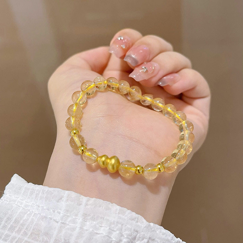 Vòng tay thạch anh tự nhiên citrine thiết kế niche cao cấp feelgolden rutilated thạch anh vòng tay may mắnRamadan