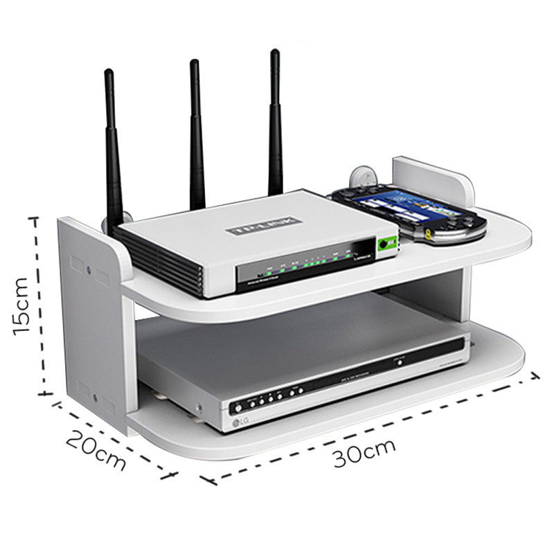 Kệ wifi treo tường 2 tầng không cần khoan để đầu thu kỹ thuật số, remote, điện thoại