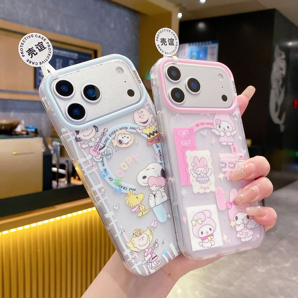 Ốp điện thoại hình mèo hoạt hình từ tính cho IPhone17ProMax 17Air 16 15 14 13 12 Vỏ bảo vệ chống sốc