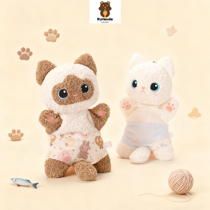 Rytanda Mô Phỏng Dễ Thương Mèo Plushie Giải Nén Túi Đậu Quần Mèo Con Sang Trọng Mặt Dây Chuyền Động Vật Móc Khóa Mềm Động Vật Búp Bê Học Trang Trí Phòng Trẻ Em Bạn Gái Năm Mới Quà Tặng Giáng Sinh