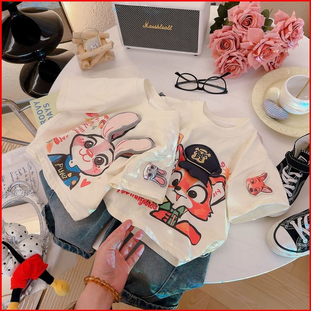 BS1 Trẻ Em Hợp Thời Trang 3D Búp Bê Áo Thun Cotton Mùa Hè Bé Trai Bé Gái Tay Ngắn SB1