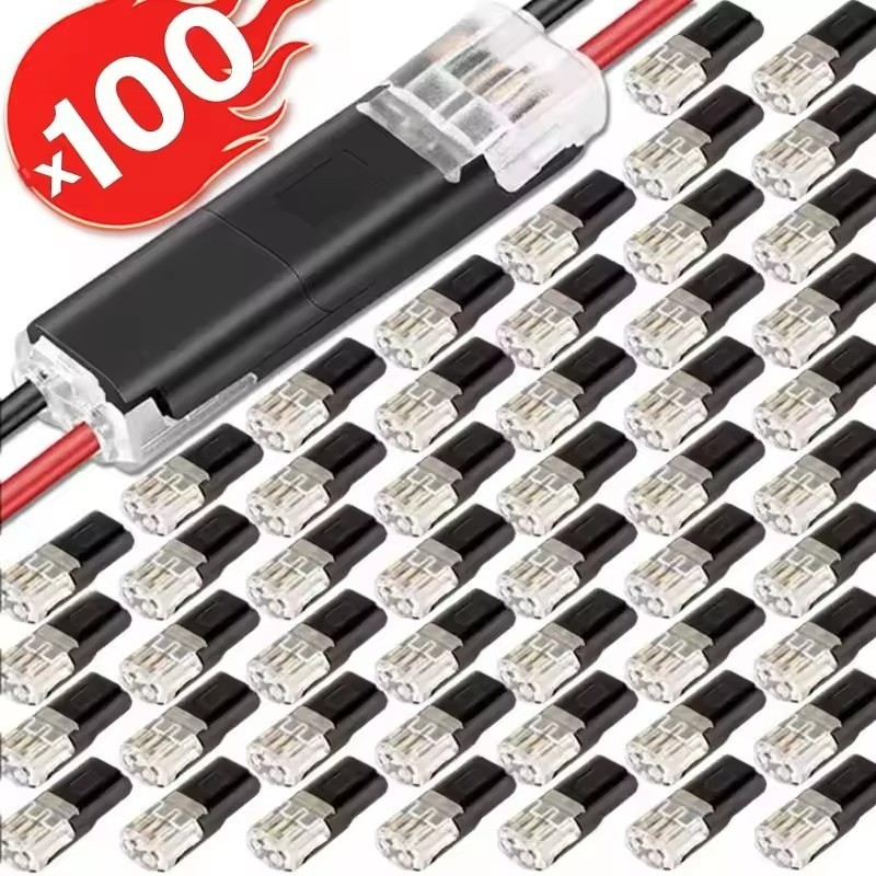 10 / 100 Cái Đầu Nối Cắm Dây Đôi Đầu Nối Dải Đèn Led 2 Pin Dây Đèn Kết Nối Điện Áp Thấp