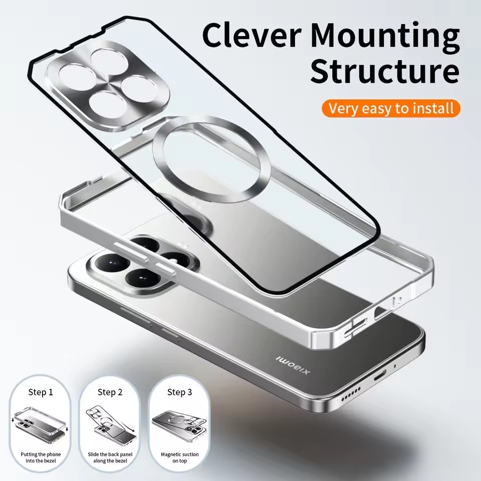 Dành Cho Xiaomi 15 15t Ultra poco f8 k90 pro max Ốp Đẩy Kéo Matte PC Nam Châm Sạc Điện Thoại Dành Cho MI 15t Khung Kim Loại Ốp Lưng Ốp Lưng
