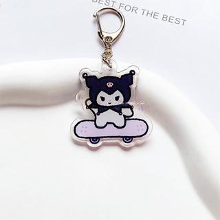 [Yybooklu]COD Cartoon Anime Acrylic Keychain Skateboarding Couple Bag Pendant Keychain - Kuromi