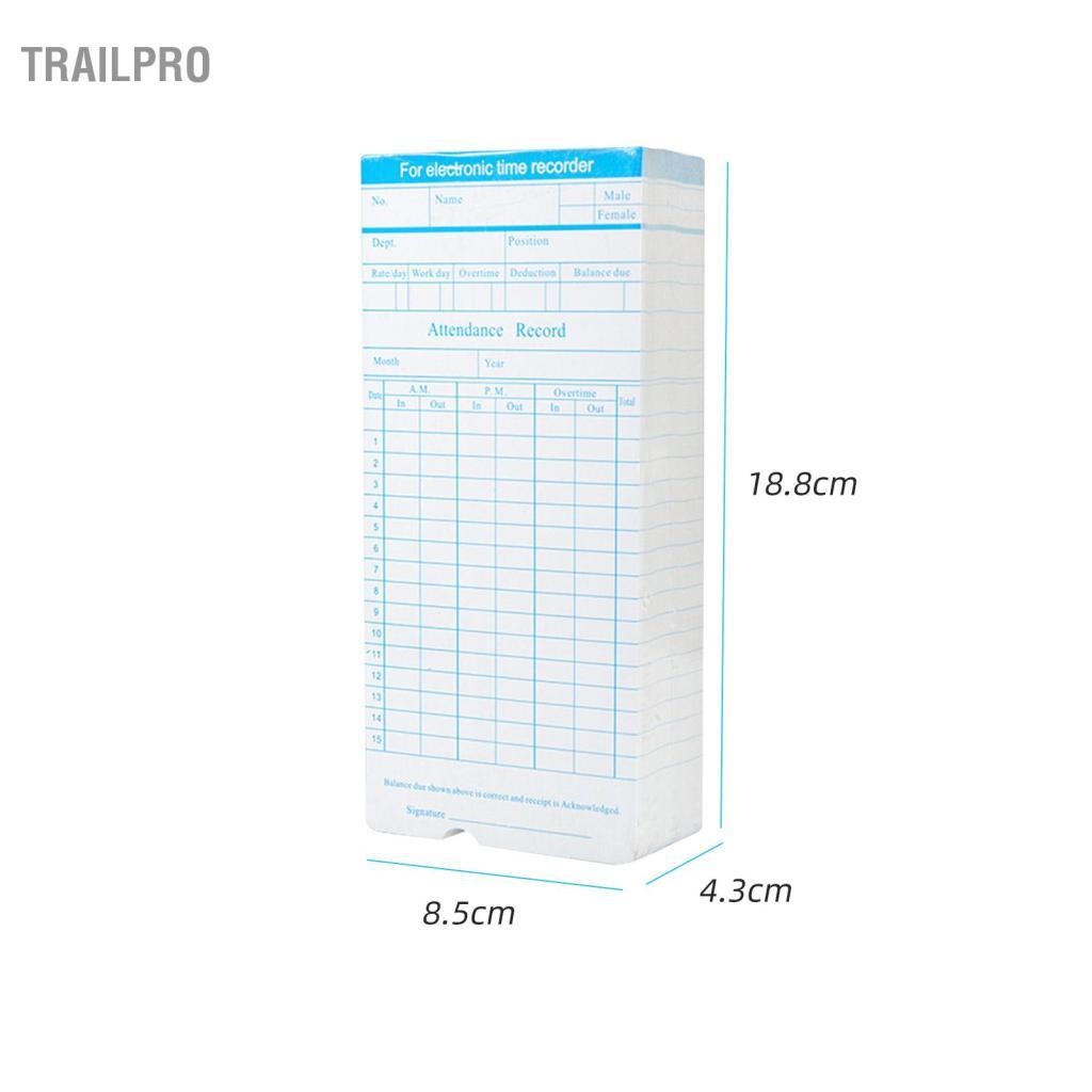 TrailPro 90 cái/gói Thẻ chấm công Thẻ chấm công 2 mặt hàng tháng 18 x 8,4cm dành cho máy ghi đồng hồ chấm công của nhân viên