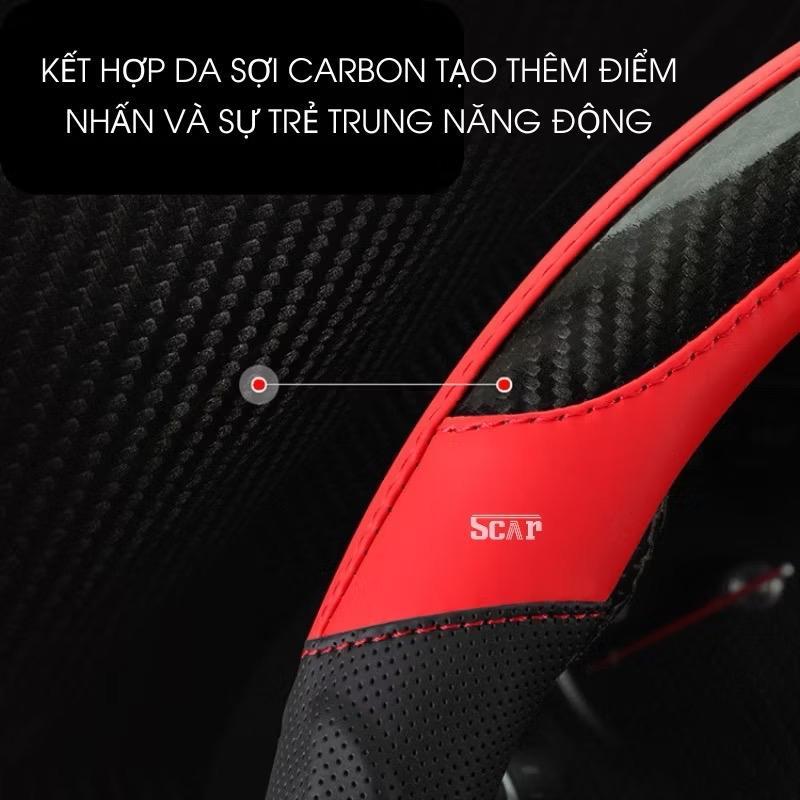Bọc vô lăng thể thao nhập khẩu da phối cacbon vân rồng Nội thất Phụ kiện