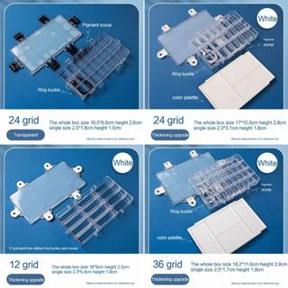 HIGHVIEWLS Khay Sơn, Chảo Nửa Chống Rò Rỉ Kín Khí Pallet Tranh Màu Nước, Acrylic Di Động 12 / 24 / 36 Wells Khay Sơn Hộp Tranh Màu Nước