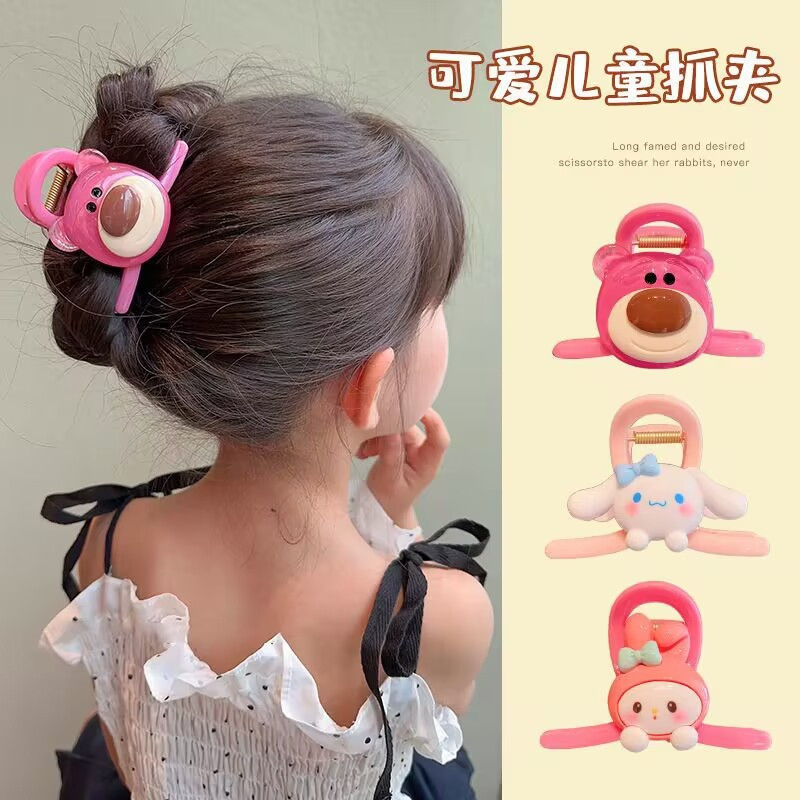 SÉT 4 KẸP TÓC TONE HỒNG ,Set 4 Món Cặp Tóc càng cua cho bé hình gấu dâu cute [FREESHIP]