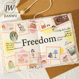 JIANWUHer Cuối Tuần Email Series Vintage Cà Phê Du Lịch Hoa Tem Phong Cảnh Chất Liệu Cắt Dán Sáng Tạo Tạp Chí Văn Phòng Phẩm