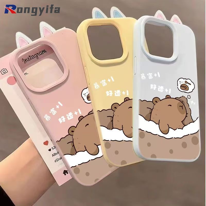 Ốp Điện Thoại Capybara Dễ Thương Cho iQOO Z11 Z10 Z9 Turbo Pro Turbo + Z9x Z8 Z8x Z7i Z5x Z3 Vỏ Màu Kẹo Hoạt Hình Tai Mèo Đơn Giản Mờ Chống Sốc Ốp Lưng Mềm