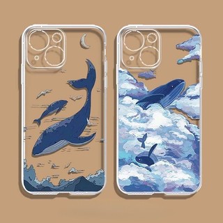 Ốp Điện Thoại Họa Tiết Cá Voi Cho Xiaomi Redmi Note 15 14 13 Pro Plus Note15 Note14 4G 5G Trong Suốt 3D Đơn Giản Chống Va Đập Ví Chống Rơi Vintage Siêu Mỏng Dễ Thương Vỏ INS Mềm