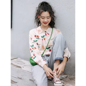 Mutu Áo sơ mi voan hoa nữ phong cách retro Hồng Kông thu đông thời trang