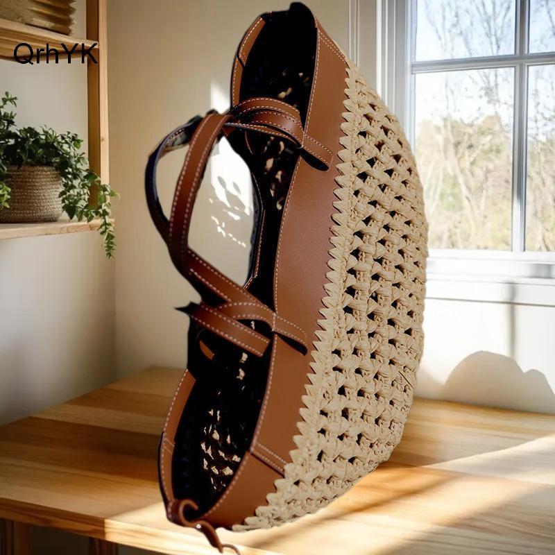 Nhà Máy Thời Trang Retro Nghệ Thuật Thời Trang Đa Năng Túi Tote Thường Ngày Túi Đeo Vai Đơn Dung Tích Lớn Cỏ Dệt Túi Lớn QrhYK