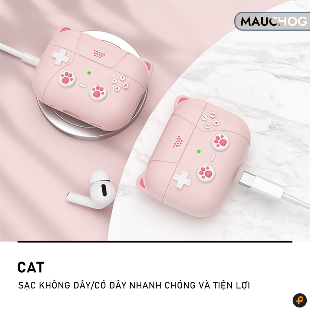 Ốp In Hình Mèo Cat Cute Dễ Thương Chống Bẩn Kèm Móc Khóa Cho Airpods Pro 3 2 Airpods 4