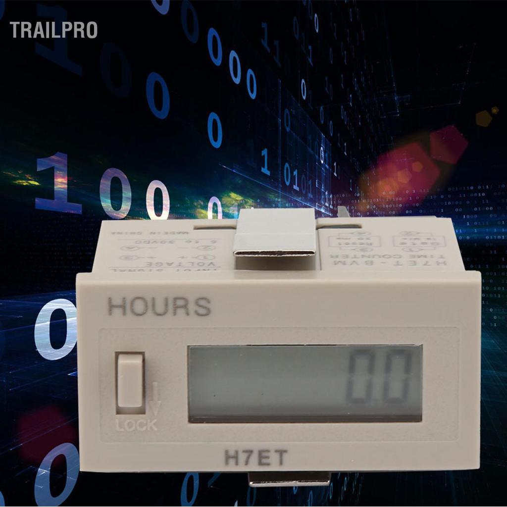 TrailPro Bộ đếm kỹ thuật số Hilitand H7ET-BVM Bộ tổng điện DC 5-30V với màn hình LCD 6 chữ số (0,0 giờ)