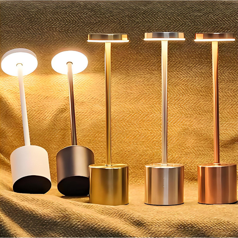 Đèn bàn LED kim loại , điều khiển cảm ứng, điều chỉnh độ sáng 3 tông màu, sạc USB, ngủ Nhà hàng Quán ba