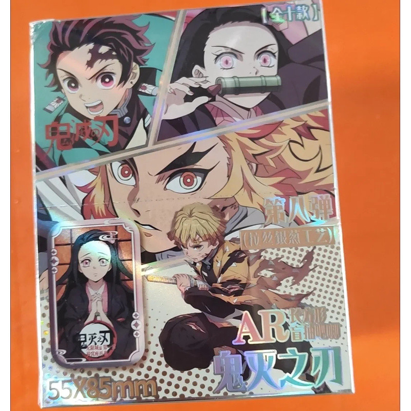 Demon Slayer Hình Chữ Nhật Pin Huy Hiệu Hộp Mù 55 × 85mm Tanjiro Zenitsu Anime Hàng Hóa