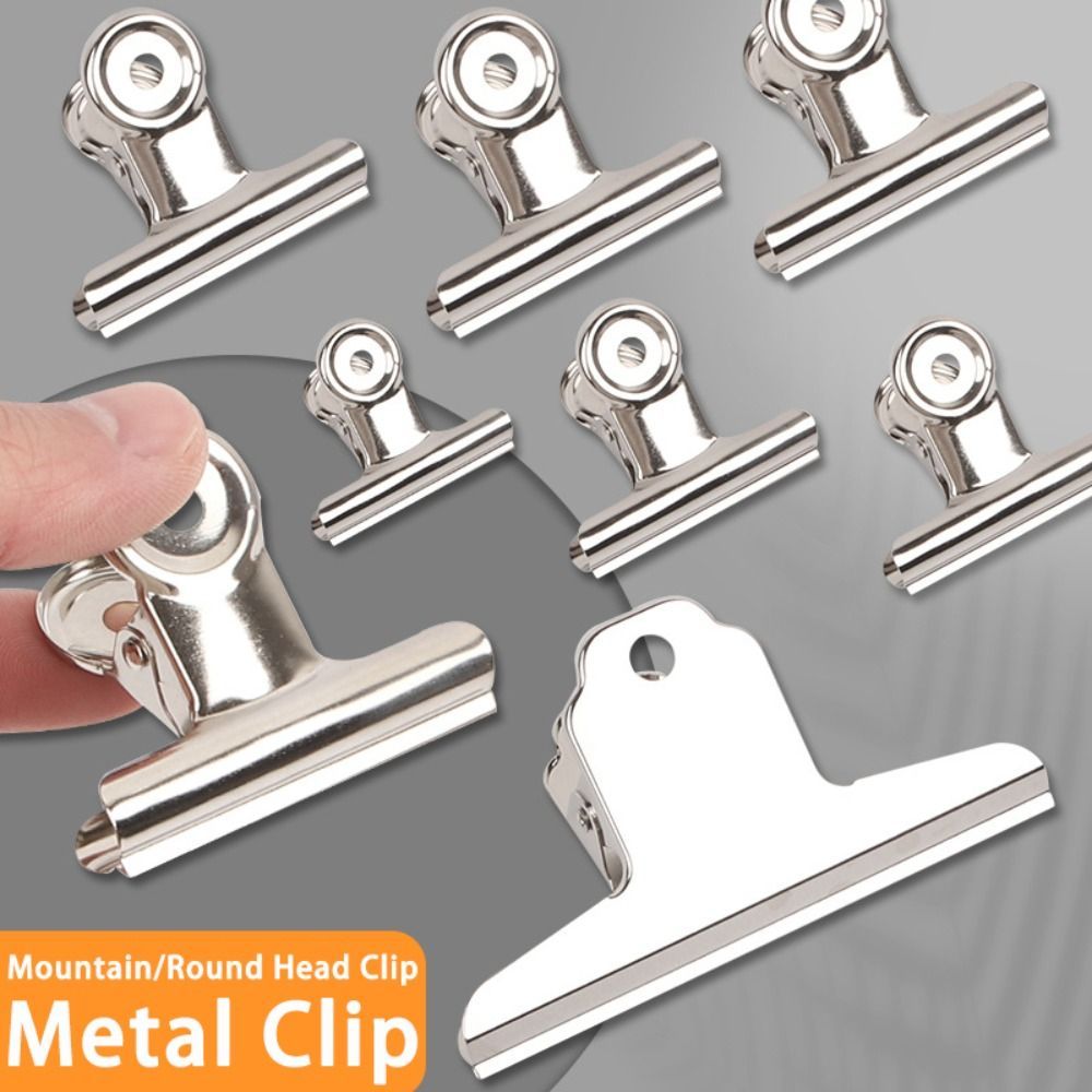 Kẹp giấy WANYEDI, kẹp kim loại đa kích thước bằng thép không gỉ, kẹp hóa đơn vé tròn/phẳng/đầu núi cho văn phòng tại nhà trường học