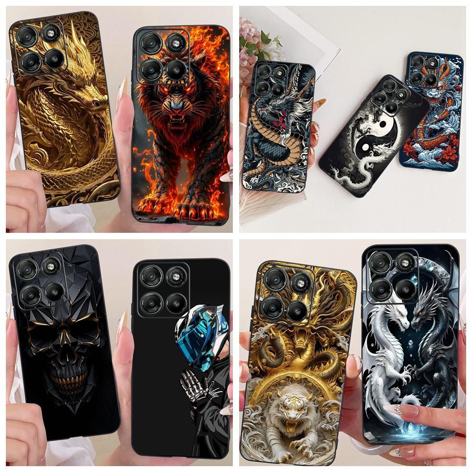 Dành Cho Motorola Moto G67 Power Motorola G57 Điện Thoại Ốp Lưng Mèo Rồng Hoạt Hình Thiết Kế Ốp Lưng Màu Đen Mềm Vỏ Silicon