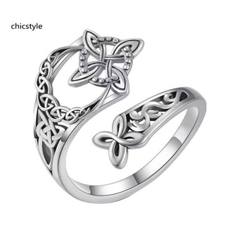 Chicstyle Độc Đáo Celtic Trang Sức Hợp Kim Nhẫn Ngón Tay Celtic Nút Thắt Mở Nhẫn Cho Nữ – Có Thể Điều Chỉnh Ngón Tay Giữa Knuckle Ngón Tay Cái Nhẫn Retro Ireland Trang Sức Cho Bạn Bè