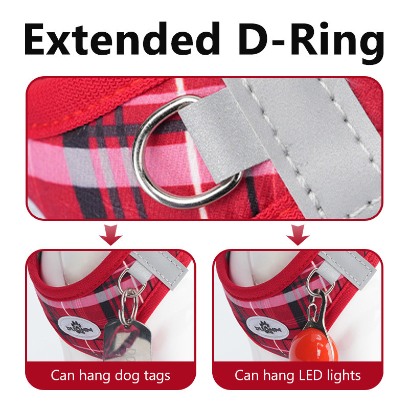 Bộ dây xích và cổ áo thú cưng HamshMoc có thể điều chỉnh phản quang Không thoát hiểm Lưới thoáng khí để đi bộ ngoài trời