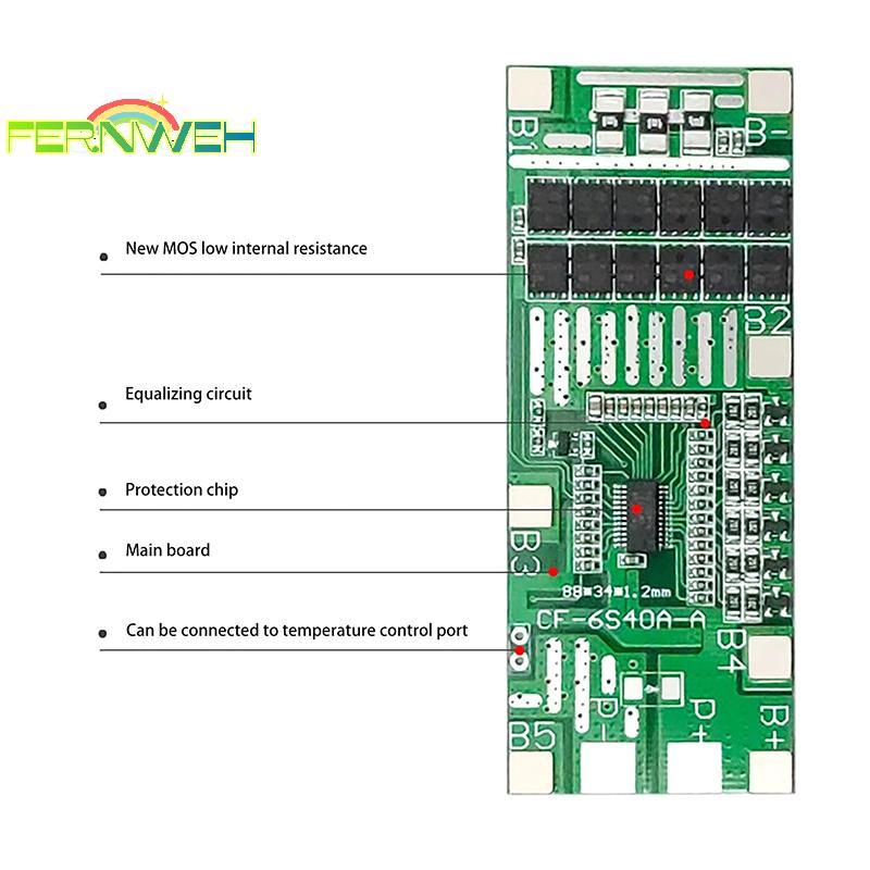 [Bo Mạch Bảo Vệ Pin Lithium-Ion] 22V-24V 6S 40A 18650 Cho Chiếu Sáng Năng Lượng Mặt Trời, Hỗ trợ Xe Tay Ga Và Ebike