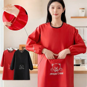 áo khoác tạp dề đảo ngược mặc chống dầu chống bẩn mềm mại thoáng khí túi lớn tiện lợi cho nấu ăn