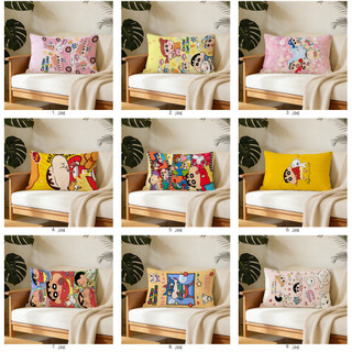 Crayon Shin-chan Vỏ gối hình chữ nhật bằng Polyester in một mặt dễ thương, Vỏ đệm ô tô & Trang trí nội thất (Không bao gồm gối)