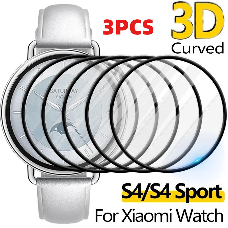 1-3 Chiếc Bảo Vệ Màn Hình Cho Xiaomi Watch S5 S4 Sport 46mm 47mm 41mm HD Trong Suốt Kính Cường Lực Cho Xiaomi Watch S3 S2 S1 Pro 46mm 42mm Hoạt Động Cong Cạnh Đen Phim Kính
