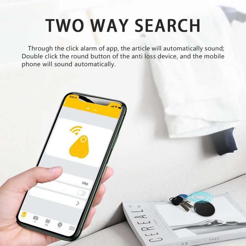 【COD】Thiết bị định vị hình tròn Bluetooth 5.0, theo dõi vị trí trẻ em, thú cưng và đồ vật qua app điện thoại thông minh.