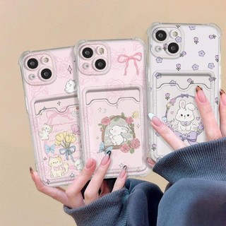 Dành Cho IPhone 17 16 15 14 13 12 11 Pro Max X XR XS Max 7 8 Plus Hoa thỏ thẻ túi điện thoại trường hợp mềm trường hợp