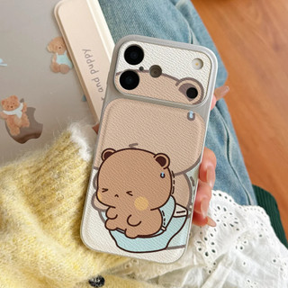 Ốp điện thoại hoạt hình Potty Time Happy Yier Bubu cho iPhone 17 / 16 / Pro Max / 15Plus / 14 / 13 / 12 / 11 / Kết cấu da phủ kim loại Vỏ bảo vệ chống sốc và chống rơi