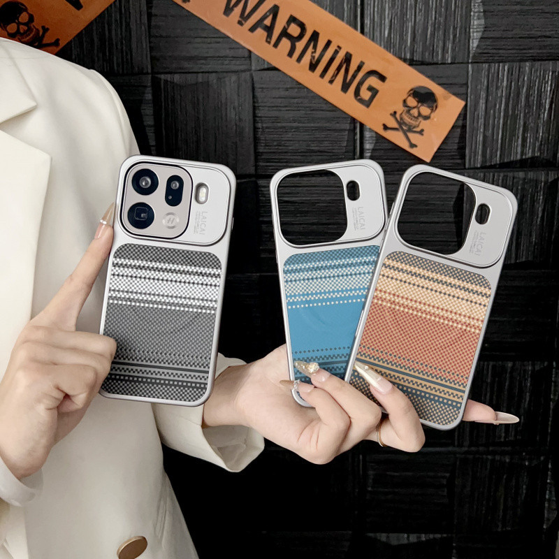 MIimi Sang Trọng Kevlar Họa Tiết Sợi Carbon Từ Tính Nhựa Cứng Ốp lưng OPPO Find X9 Pro X9 Khung Màu Kim Loại Sạc Không Dây Ốp Lưng Chống Rơi