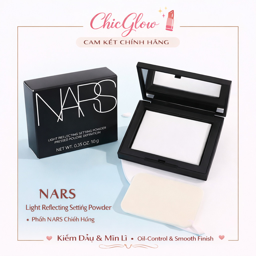 [Chính Hãng] NARS Light Reflecting Setting Powder 10g – Phấn Nén NARS Chính Hãng, Kiềm Dầu, Mịn Lì & Tỏa Sáng Tự Nhiên