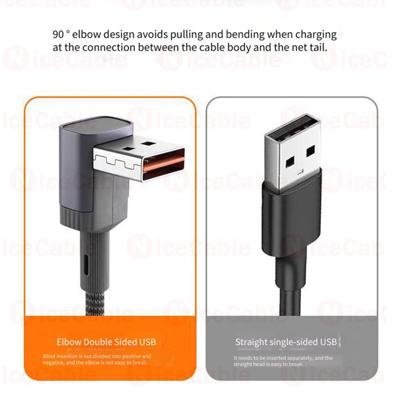 100W USB / Type C Lò xo Dây sạc ô tô có thể thu vào Dây Nylon Cáp chống vỡ Thiết kế khuỷu tay đôi Cáp dữ liệu sạc nhanh cho ios / Android