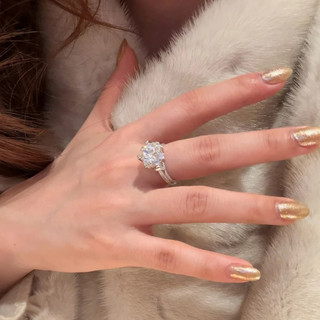 Châu Âu Mỹ ins Phong Cách Mới Đính Kim Cương 2 Carat Nơ Nhẫn Nữ